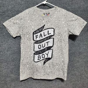 Fall Out Boy Shirt Mens Medium Gray Specs Rock Band EMO Pop Punk Tour Music Y2K
